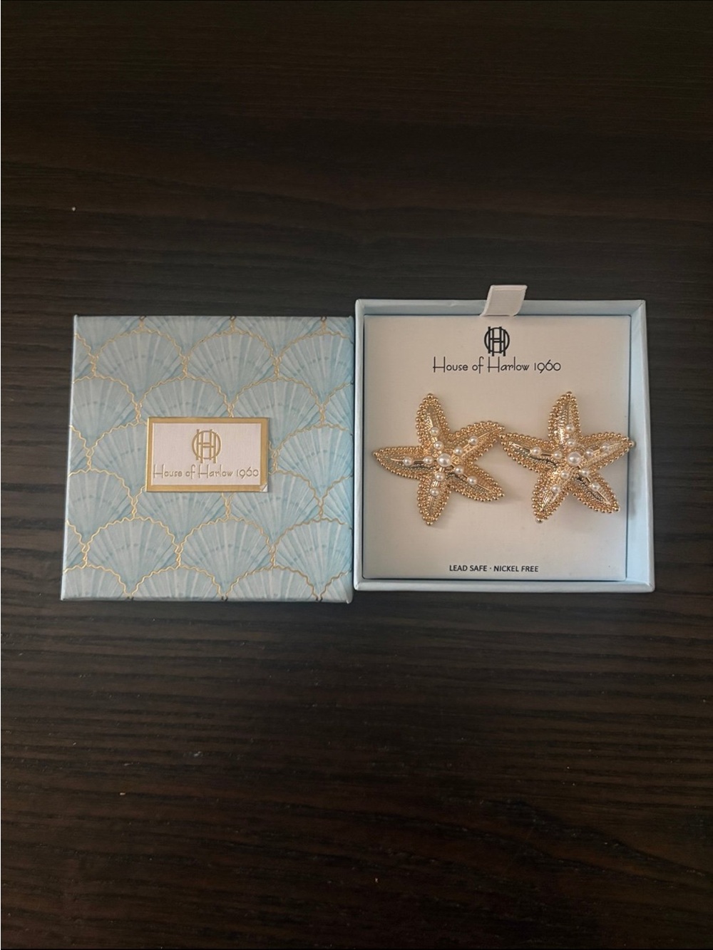 NEW House of Harlow 1960 Gold Starfish Earrings